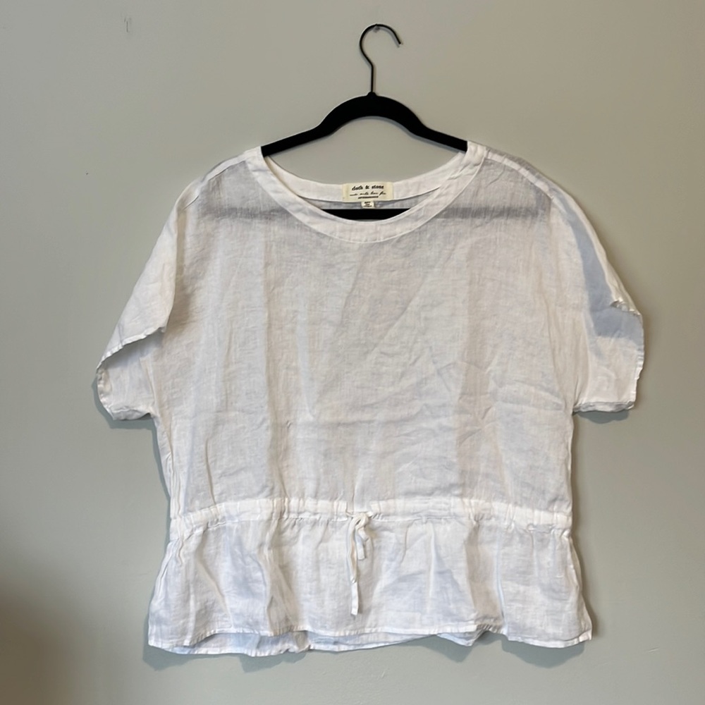 White Linen Anthropologie Blouse